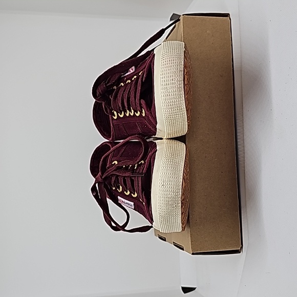 Superga Wine colored Shoes With Gold Colored Accents in Women's Size 8 - Picture 3 of 10